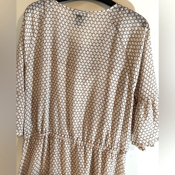 DKNY Beige Geometric Long Sleeve Dress - Picture 6 of 6